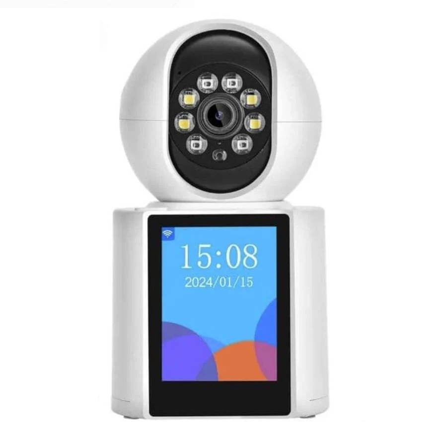 Wi-Fi відеоняня IP-камера 5 Мп з екраном, голосовим керуванням та нічним баченням біла